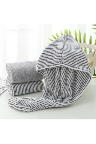 Gajeena Bambu Kömürlü Koral Yünlü 3'lü Havlu Seti - Yıkama, Plaj Ve Saç Kurutma Havlusu, Yüksek Su Absorpsiyonu, Çizgili Desen
