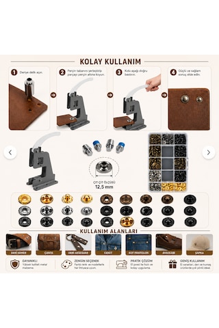 Portatif Küçük Tulumba El Presi 120 Adet 12,5 Mm Karışık Metal Çıt Çıt Delme Ve Çakım Seti 12.5mmçıtçıt
