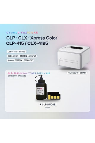 Samsung Uyumlu Clt-k504s Toner Tozu + Çip Siyah 70gr / Clp-415 / Clx-4195 / Xpress C1810 / C1860