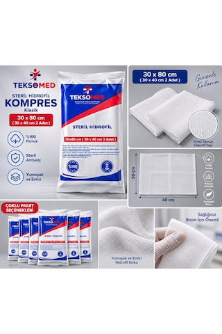 Teksomed Steril Hidrofil Kompres Klasik 30x80 Cm 2 Adet 30x40 Cm 200 Adet