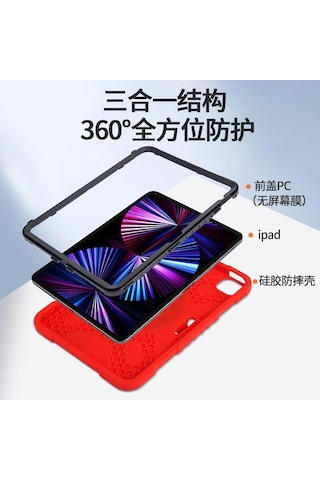 Apple Uyumlu iPad Air 11inç M4/m3/m2 2026-2024 Kılıf Askılı Silikon Handle Ring Yüzüklü Amour Tank Case