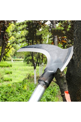 Reedark Yüksek Dayanımlı Manganez Çelik Çift Bıçaklı Uzun Saplı Çim Biçme Orak - Ağaç Kesme Ve Balta İşlevli Çok Amaçlı Tarım Aleti