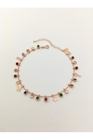 Gümüş Rose Renkli Zirkon Taşlı Kelebek Yıldız Kalp Sonsuzluk Pull Gümüş