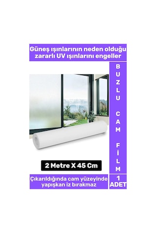 İz Bırakmaz İç Göstermez Gizlilik Ofis Salon Banyo Uv Koruyucu Buzlu Cam Film 2metre X 45 Cm