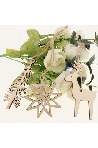 Lijinxu 3 Parça Ahşap Kar Tanesi Geyik Noel Ağacı Asılı