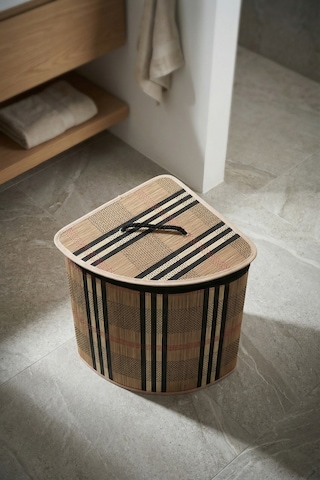 Nordic Köşeli Bambu Sepet - 50 Cm Koyu Kahverengi