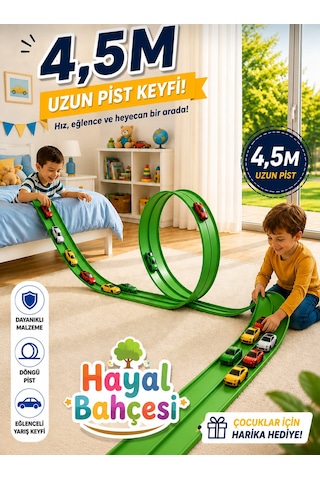 Esnek Yarış Pisti Kıvrılabilen Aksiyon Pisti Go Track 4.5 Mt Açık Yeşil