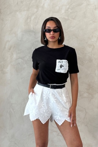 Verymoda D 2915 Nakışlı Şort D2915 BEYAZ