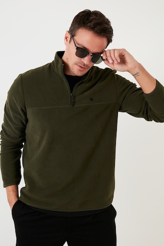 Buratti Slim Fit Anti-Pilling Tüylenme Yapmayan Bato Yaka Kışlık Şardonlu Erkek Polar 5906001 Haki