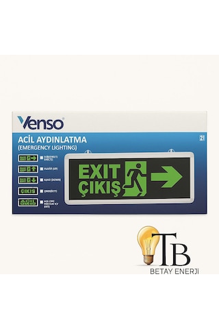 Venso Aşağı Çıkış Işıldak Led Aşağı Tabela Çift Yönlü 2 Adet Açık Yeşil
