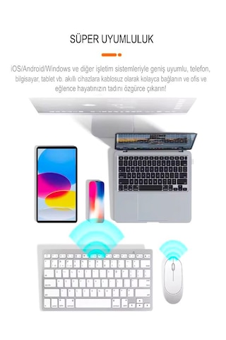 Mini Apple Uyumlu iOS Android Windows 2.4g+bt5.2+bt3.0 Bluetooth Klavye
