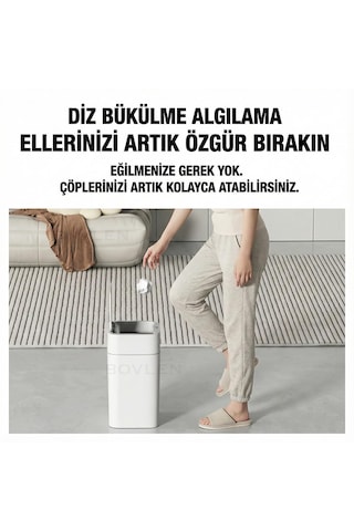 9 Litre Otomatik Hareket Sensörlü Çöp Kovası, Banyo Çöp Kovası, Çöp Kutusu Beyaz