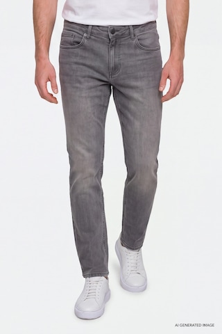 Ac&Co / Altınyıldız Classics Erkek Grı Pamuklu Comfort Fit Rahat Kesim 5 Cepli Esnek Rahat Jean Kot Denim Pantolon Gri