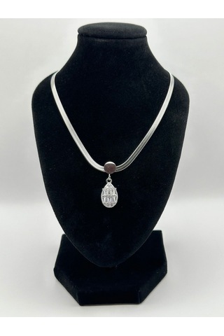 Arnes Jewelry Çelik İtalyan Ezmeli Zirkon Taşlı Damla Kolye Gümüş