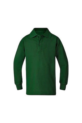 Unisex Çocuk Uzun Kollu Polo Yaka Pamuklu Okul T-Shirt