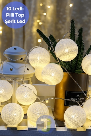 Technojet 10 Led Pilli Dekoratif Top Işık 2mt, 4 Cm Top Çap 2 Metre