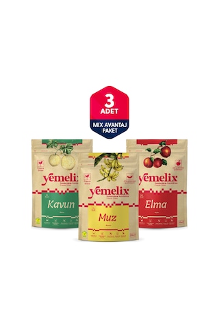 Freeze Dried 3'lü Mix Avantaj Paketi Dondurularak Kurutulmuş Kavun-muz-elma Kuru Meyve Cipsi 50 G