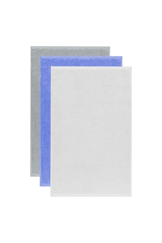 3 Lü Düz Renk El Yüz Havlu Seti %100 Pamuklu 50x90 Cm Gri-mavi-beyaz Çok Renkli