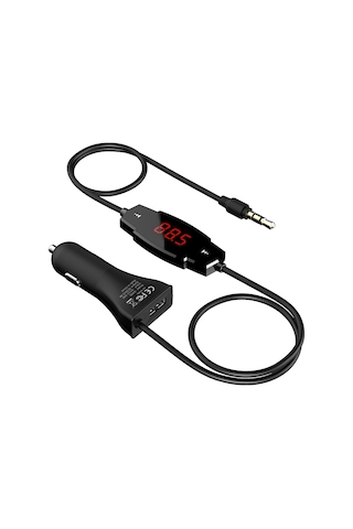 Lemestar Siyah Araç Fm Verici: 3.5mm Ses Bağlantısı, Ellerden Özgür Konuşma Ve 2.4a Usb Şarj Cihazı