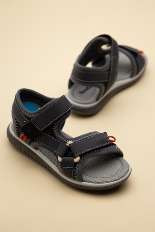 Şirinbebe Ortopedik Erkek Çocuk Sandalet Füme Cırtlı Yan Kapalı-4756