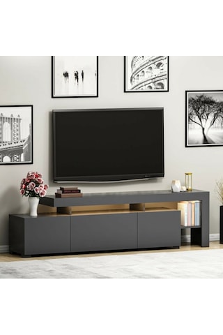 Bmdekor Tv Sehpası Buğra Antrasit Led Işıklı