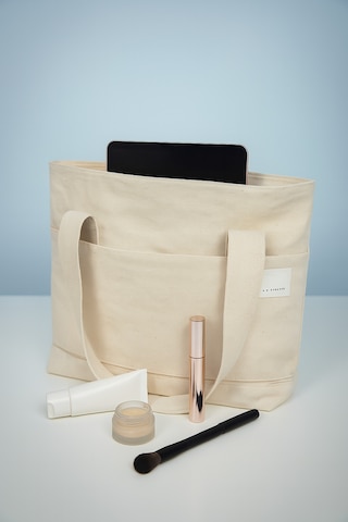 Yunusoğlu Home Kadın Krem El, Omuz Ve Plaj Çantası. Kanvas Çok Amaçlı Kullanım Çanta Krem