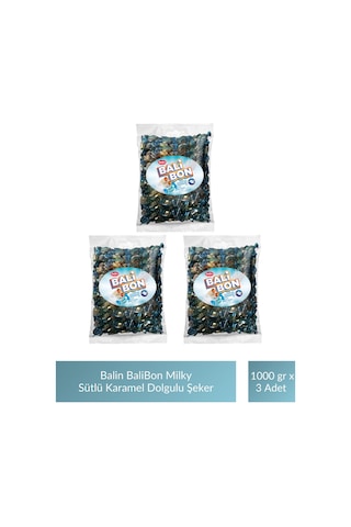 Balin Balibon Milky Sütlü Karamel Dolgulu Şeker 1000 Gr X 3 Adet