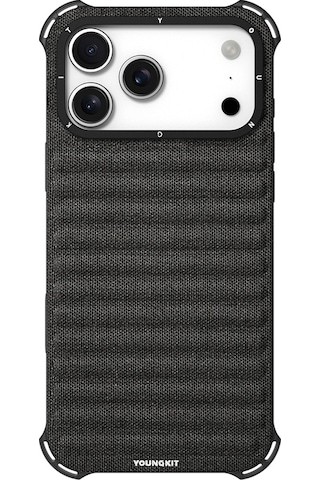 Apple Uyumlu iPhone 17 Pro Max Kılıf M-safe Şarj Özellikli Youngkit Canvas Serisi Kapak Siyah Siyah