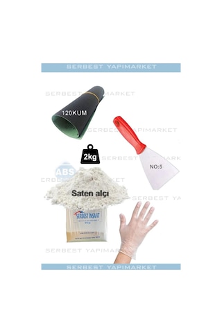 Duvar Tamir Seti 2 Kg Saten Alçı Spatula Eldiven