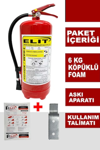 6 Kg Köpüklü Yangın Söndürme Tüpü Ruhsata Uygun Yanında Askı Aparatı Ve Kullanım Talimatı