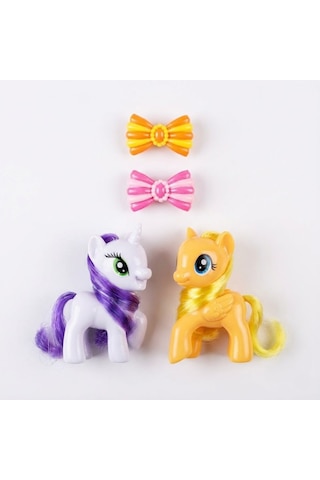 2'li Sevimli Pony Ve Unicorn Figür Oyuncak Seti - Tokalı Aksesuar Hediyeli