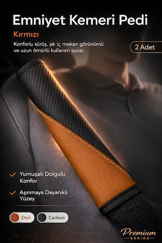 Emniyet Kemeri Kılıfı 2 Adet Deri Carbon Yumuşak Dolgulu Boyun Konfor Emniyet Kemer Pedi - Kmrx5