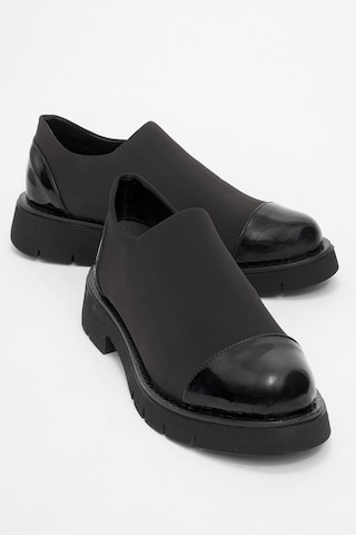 Luvishoes Luvi Shoes Panola Siyah Rugan Scuba Kadın Günlük Ayakkabı Siyah Rugan