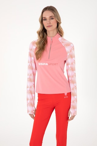 U.S. Polo Assn. Kadın Pembe Fermuarlı Dik Yaka Sweatshirt 50300732-VR041