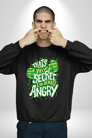Bu Benim Sırrım Her Zaman Kızgınım Unisex Siyah Sweatshirt Siyah