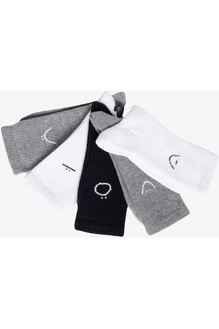AC&Co / Altınyıldız Classics Erkek Siyah-beyaz-gri Desenli 5'li Soket Çorap Beyaz - Gri - Siyah