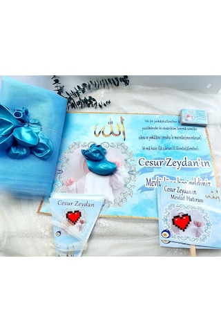 Erkek Bebek Mevlüdü Süsleme Ve Magnet Seti