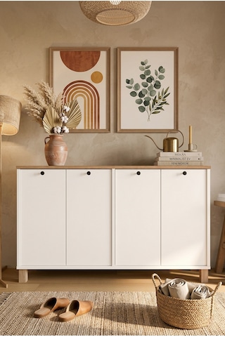 Nord Konsol 4 Kapaklı Ahşap Ayaklı 120cm Sepet-beyaz Nd2-sw Beyaz