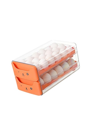 Pazly Çift Katmanlı Şeffaf Yumurta Çekmecesi Uzatma Bağımsız Yuva Turuncu Turuncu