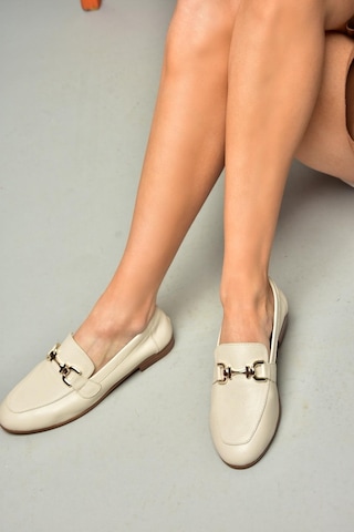 Fox Shoes S944037903 Bej Hakiki Deri Kadın Babet Bej