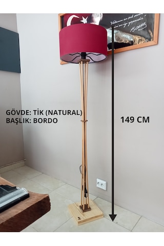 Ahşap Lambader- Köşe Lambası Bordo
