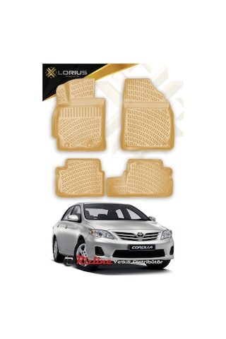 Rizline Toyota Corolla Uyumlu 2006-2012 Bej 3D Havuzlu Paspas
