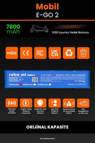 Mobil Urban E-go 2 / 36v 7800mAh Elektrikli Scooter Bataryası