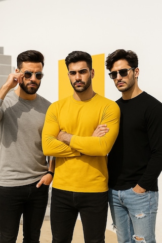 Rich Erkek Sarı-siyah-grimelanj 3'lü Paket Basic Uzun Kollu Body Sarı-siyah-grimelanj