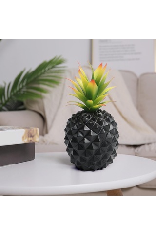 Homyl Reçine Ananas Süs Ev Dekorasyonu Nesnesi Masaüstü Siyah Orta