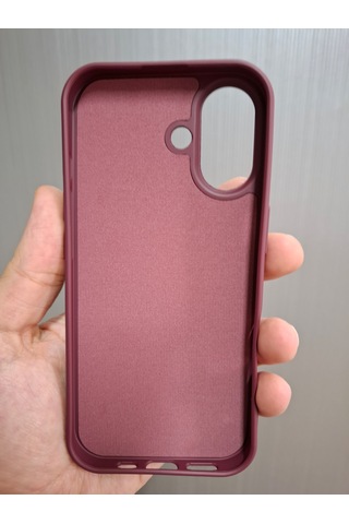 Apple Uyumlu iPhone 17 Logolu İçi Kadife Silikon Lansman Kılıf Bordo