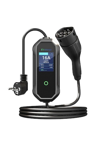 Evcharge 3.5kw 16a Elektrikli Araç Şarj Cihazı,10mt Tp2 Kablolu, Taşıma Çantası 3.5 Kw