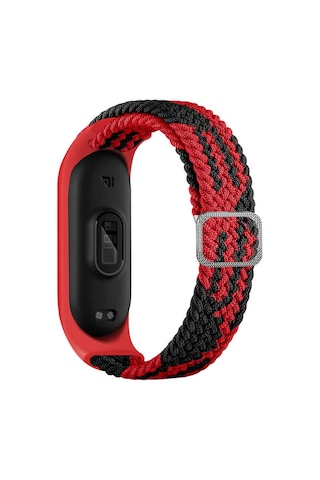 Xiaomi Mi Band 3 Uyumlu Krd-49 Örgü Mkst Kordon-siyah-kırmızı