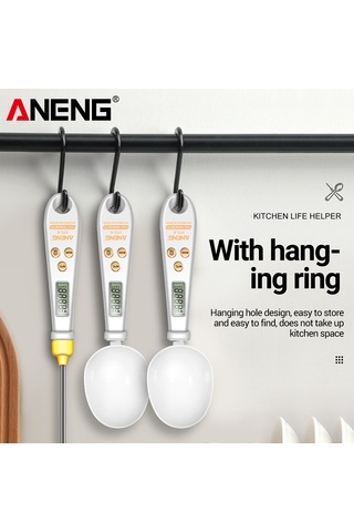 Yifomall Aneng Htc-6 Dijital Ölçüm Kaşığı Ve Mutfak Termometresi, 3 Birim G/oz/lb Ve Sıcaklık / Ölçümü, Beyaz, Cr2032 Pil İle Pil Dahil