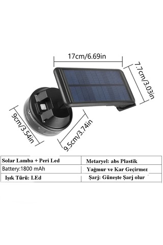 2in1 Güneş Enerjili 8mt Peri Led + Hareket Sensörlü Solar Lamba